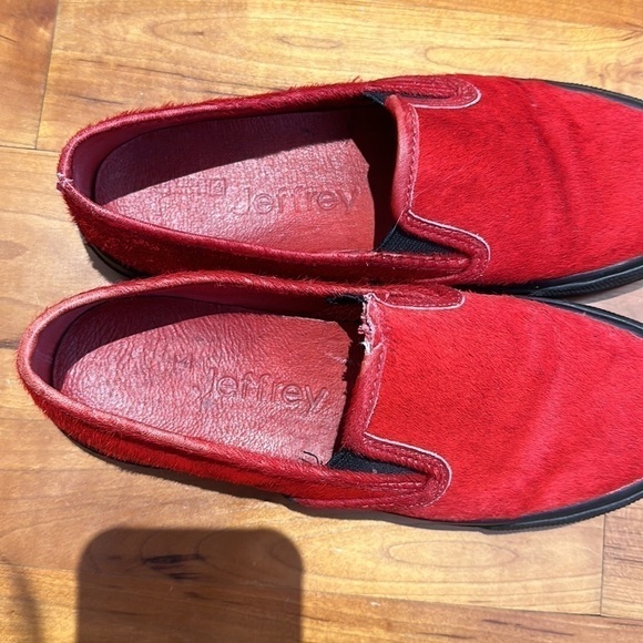 Sperry Top-Sider Jeffrey Red Leather Loafers Boat Shoes Mocs Cow Fur Pony Hair - Picture 6 of 9
